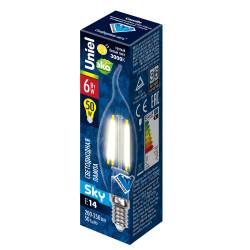 LED-CW35-6W/WW/E14/FR PLS02WH Лампа светодиодная. Форма свеча на ветру